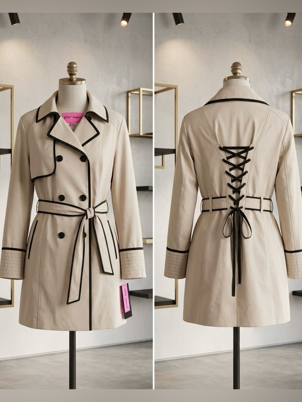 Betsey Johnson Plus Size Corset Trench Coat  (Sz 3X) R$200 Ptp 26
